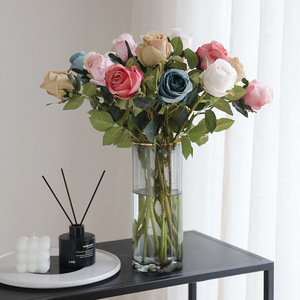 Flores Artificiales de Rosa, Arreglo Floral de Seda de 10cm-30cm, Decoración para Sala de Estar, Exhibición en Jarrón - Product Image 1