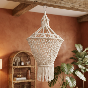 Nouvel abat-jour en macramé fait main, style bohème, suspension décorative, housse de lustre en tissu tressé pour la décoration intérieure - Product Image 3