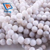 Vente en gros directe d'usine, marque Zhejiang BF, perles rondes en agate blanche de 8 mm, pierres précieuses naturelles de guérison, fabrication de bijoux DIY