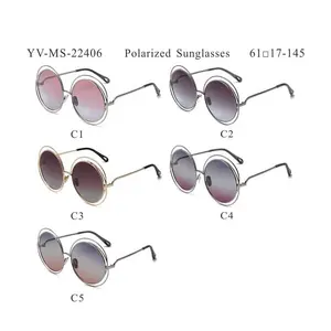 Fashion Vintage Oversized Ronde Rose Gekleurde Frame Zonnebril Stijlvol Voor Vrouwen Metalen Zonnebril Shades Zonnebril