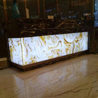 Dalle d'agate translucide sur mesure rétroéclairée pour comptoir de restaurant, bar, pub, éclairage LED, résistante à la chaleur et à l'eau