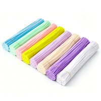 Vente en gros de tiges en chenille, nettoyeurs de pipe, couleurs assorties, 100 pièces, bâtonnets moelleux et duveteux de 6 mm et 8 mm pour l'artisanat, le bricolage et les fournitures artistiques