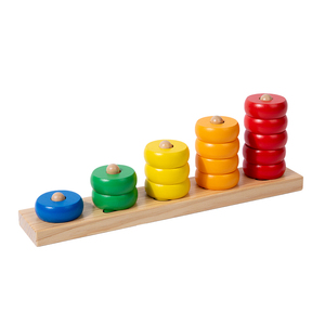 Gioco di Conteggio con Numeri in Legno, Giocattoli per Bambini, <span class=keywords><strong>Puzzle</strong></span> di Ordinamento Colori con 5 Pioli, Anelli Impilabili per Neonati, Anelli Multicolore per Conteggio e Impilamento - Product Image 2