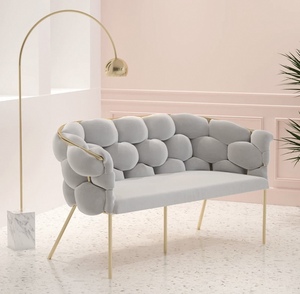 Juego de Sofás Metálicos Modernos Nórdicos de Lujo Zs Gold, Sillones de Terciopelo para Sala de Estar, Muebles de Acento para Sala de Espera - Product Image 1