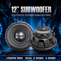 Subwoofer Mobil Custom 12 Inch 1000W RMS 2000W MAX Dual 2 Ohm 3" Voice Coil 120OZ Keranjang Baja Kerucut Kertas Speaker Audio Mobil