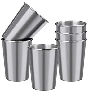 Easy Clean Metal Pint Cup Tumblers 6 Pack Kids 10 oz Stainless Steel Cups