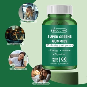 Gomitas de Vitaminas Super Green <span class=keywords><strong>Fruit</strong></span>, Promueven la Digestión, Apoyan la Salud Intestinal, Antioxidantes, Suplemento Dietético Vegano - Product Image 1