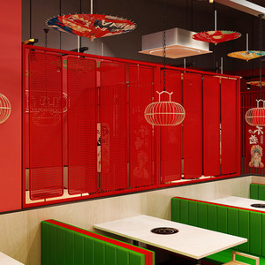 Biombo Giratorio de Hierro Forjado Rojo para Decoración de Entrada de Restaurante con Diseño Personalizado Calado - Product Image 4
