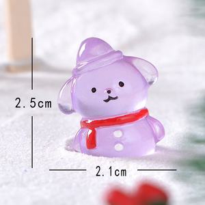 Boneka anjing kepala manusia salju, ornamen lanskap mikro Resin bercahaya kartun ramah lingkungan baru Natal - Product Image 6