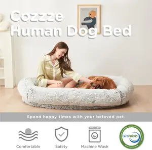 Adult Sized Long Plufl Dog Bed For Human Calming Washable Giant Human Dog Cave Bed For Human Anti-slip Bed Bottom Dog Bedding