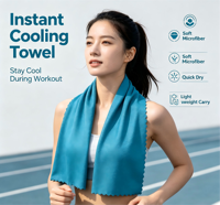 Serviette rafraîchissante unie en tissu anti-transpiration Source Factory, serviette de sport et de yoga rafraîchissante, vente directe en gros