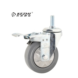 Commerce assurance À tige filetée roulette de frein de roue en caoutchouc dur pour chariots en plastique - Product Image 1