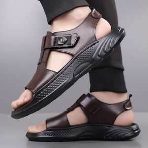 Sandalias Casuales para Hombre, Diseño Sólido, Punta Abierta, Parte Superior de PU, Suela de EVA Antideslizante, para Playa y Verano - Product Image 3
