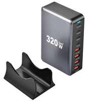 Chargeur de bureau USB-C GaN 320W, 4 ports USB-C + 5 ports USB-A, station de charge rapide PD 100W pour ordinateur portable, téléphone portable, montre intelligente, écouteurs