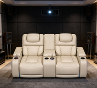 Canapé inclinable électrique en cuir moderne de luxe, canapé de cinéma maison à 2 ou 3 places, véritable canapé de massage double incurvé italien