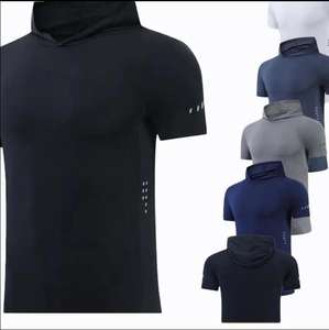 Hot Selling New Short Sleeve T-shirts Men's Shirts Hooded Sports Tops Quick Dry Running Training Workout Gym Fitness <strong>Clothing</strong> - Product Image 1
