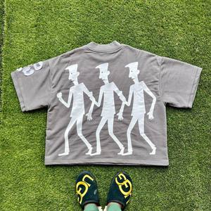 OEM Maßgeschneiderte Großhandels-T-Shirts im Vintage-Stil mit Siebdruck, Wascheffekt, Rippenkragen, Oversize-<span class=keywords><strong>Patchwork</strong></span> und Acid-Wash - Product Image 2