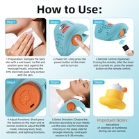 Oreiller de massage cervical électrique à micro-courant avec chaleur, thérapie par lumière rouge, compresse chaude et traction pulsatrice pour la colonne cervicale