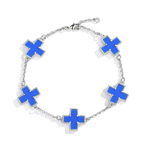 Cross <b>Bracelet</b> <b>Copper</b> Alloy Blue Cross Design Unisex Fashion Jewelry - Product Image 1