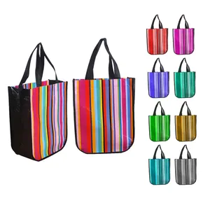 Wholesale recycle standard size laminated pp woven shopping bag with button closure