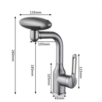Robinet de lavabo FEIDU en acier inoxydable de haute qualité, mitigeur d'eau chaude et froide à poser sur le comptoir, avec rotation pour évier de salle de bain