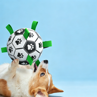 Jouet de football léger et très élastique pour chien, balle flottante pour l'entraînement en extérieur avec sangles multi-grip pour petits et moyens chiens