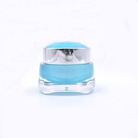 Bouchon en forme de diamant bleu bébé Emballage cosmétique soin de la peau 50g Pot de crème vide en acrylique à double paroi avec bouchon à vis imprimé en soie