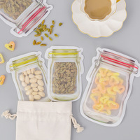Sachets réutilisables Mason Jar Sacs Alimentaires Noix Bonbons Pochette Ziplock Emballage Pe Joint Étanche Cuisine Frais Stockage Organisateur Sac