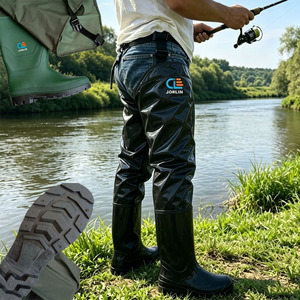 Cuissardes en nylon PVC 70D avec bottes, imperméables, pour la pêche, la culture du riz, l'aquaculture et la pêche en plein air - Product Image 2