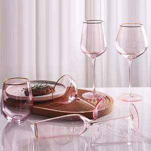 Tasse à eau moderne verres à pied en cristal verres à monture dorée verres à vin en verre <span class=keywords><strong>rose</strong></span> pour fête de mariage - Product Image 5
