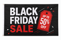 Bannière en polyester avec impression numérique, design durable, soldes du Black Friday