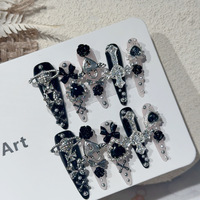 Poudre à ongles prédécoupée en vrac, noire, style japonais Dark 40, pour manucure fine, longue et pointue, pour femmes audacieuses.