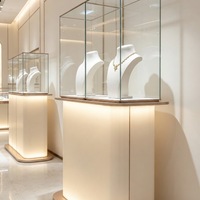 Vitrine à bijoux sur pied personnalisée, haute, en verre, avec éclairage LED, pour boutique de bijoux de luxe