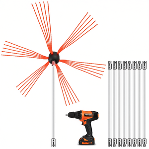 Kit de nettoyage de cheminée avec 9 tiges flexibles en nylon, outil de nettoyage rotatif à entraînement par perceuse, accessoires pour foyer - Product Image 1