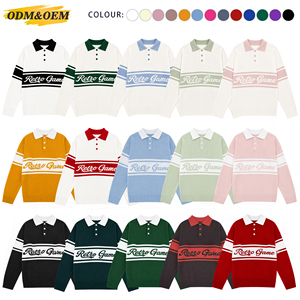 Maglione da uomo con Logo personalizzato a manica lunga Casual alla moda con collo a <span class=keywords><strong>Polo</strong></span> a righe con motivo <span class=keywords><strong>Jacquard</strong></span> in maglia <span class=keywords><strong>Jacquard</strong></span> - Product Image 6