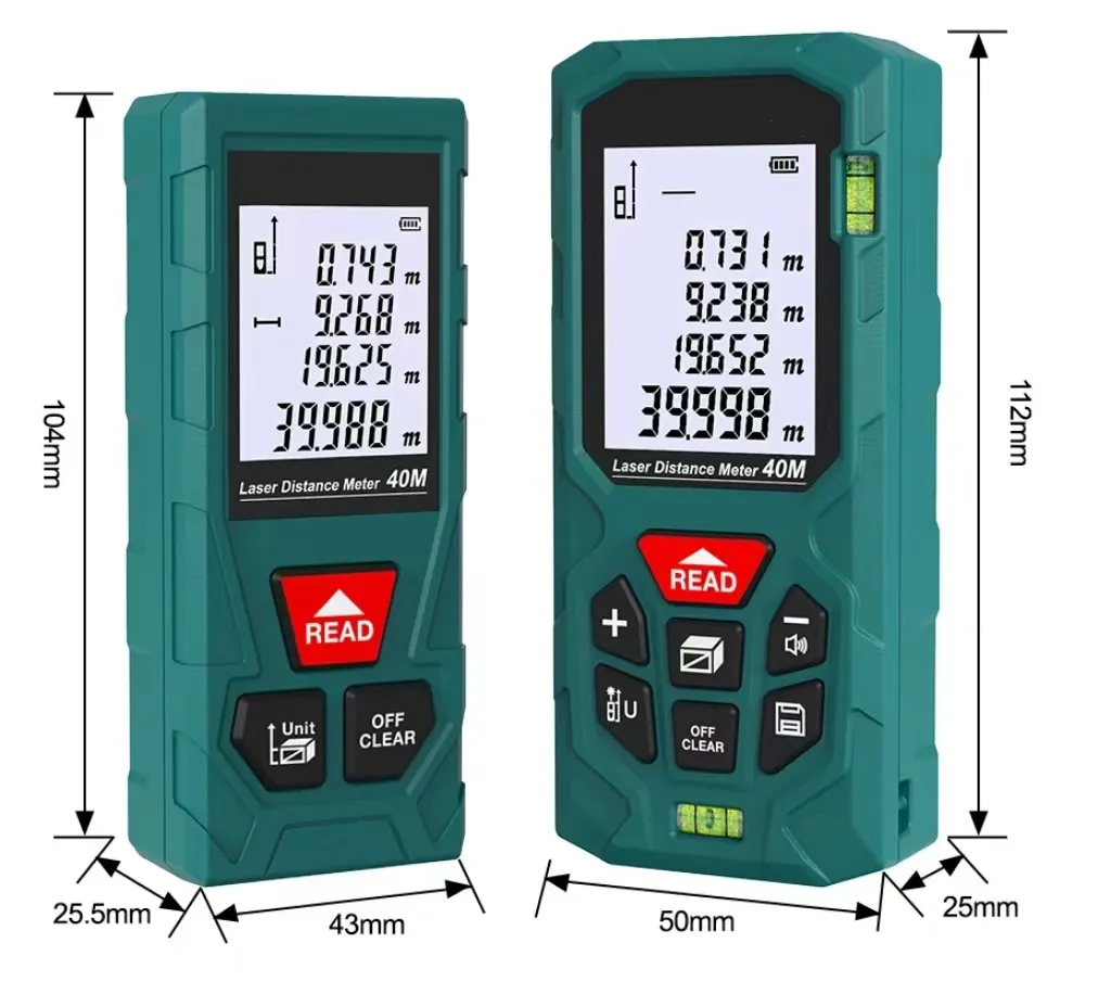 Lazer mesafe ölçümü dijital metre LCD aydınlatmalı ekran lazer telemetre mesafe ölçer