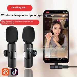 2025 Trend K9 Mini micrófono de solapa portátil 2 en 1 <span class=keywords><strong>Clip</strong></span> inalámbrico Lavalier micrófono nuevo Vlogging Kit <span class=keywords><strong>para</strong></span> estudio de transmisión en vivo - Product Image 3