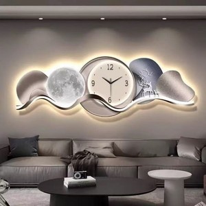 Orologio da Parete Moderno di Lusso con Stampa Digitale ad Acquerello, Decorazione Artistica per Soggiorno e Sala da Pranzo, in Lega di Alluminio - Product Image 2