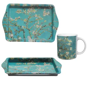 Factory Supplier Wholesale Souvenirs Paintings Custom Home & Gifts Almond Blossom Mug & Tray Set
