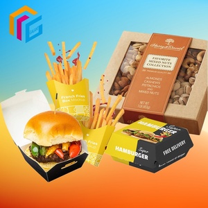 Scatola di Carta Personalizzata per Alimenti, Piccola Scatola Pieghevole in Cartone per Hamburger, Patatine Fritte, Sandwich da Asporto con Logo Stampato - Product Image 6