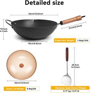 12.6 "đen 5-Quart chảo với Nắp đáy phẳng không dính cho cảm ứng đung khuấy Fry chảo & Pan Set - Product Image 5