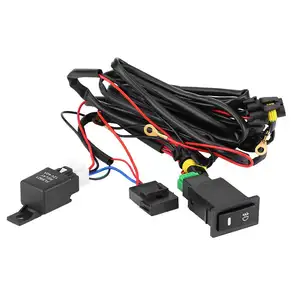 Push Button Switch with Wiring Harness 12V Universal Car LED Fog Light On Off Switch Wiring Harness Fuse Relay Kit