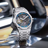 Aesop Tourbillon Doppelseitig Skelettierte Super-Leuchtende Uhr Personalisierte Tourbillon Mechanische Edelstahl-Uhr