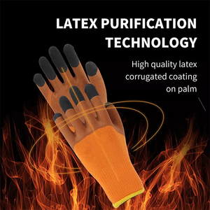 Guantes de trabajo de construcción industrial Durable impermeable con material de nitrilo de látex de PU con forro de nailon de algodón Muestra gratis - Product Image 4