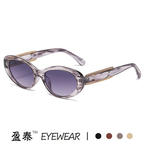 แว่นกันแดดทรงวงรี Yingtai Eyewear ป้องกันรังสียูวี 400 วัสดุพลาสติกและโลหะ แฟชั่นสำหรับผู้หญิง สไตล์แคทอาย - Product Image 4