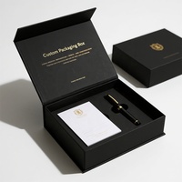 Boîte magnétique personnalisée et emballage de boîte cadeau recyclable avec boîte en papier PR noir haut de gamme