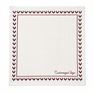 Serviettes en lin brodées effet point de croix, décoratives pour mariage, motif floral, aspect fait main, fournitures en gros pour dîner - Product Image 1