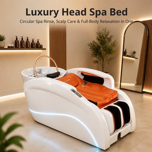 Sillón Eléctrico Circular para Lavacabezas con Respaldo y Reposapiés Ajustables de PU para Salón de Belleza - Product Image 1