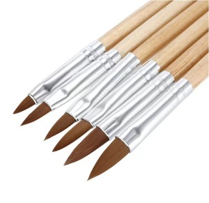 Lot de 6 pinceaux à manche en bois pour sculpture sur bois, fibres synthétiques, pour croquis et gel artistique, logo personnalisé OEM ODM - Product Image 3
