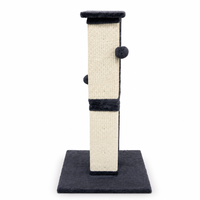 Griffoir haut de gamme pour chat avec colonne en sisal tressé, base carrée en peluche grise et perchoir supérieur pour chats d'intérieur de grande taille